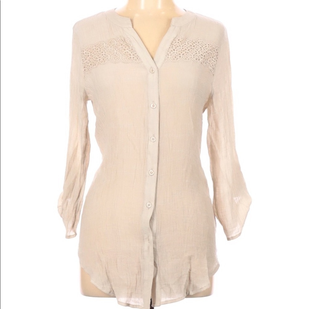 Apt. 9 Kohl’s Tan Button Down Top Large